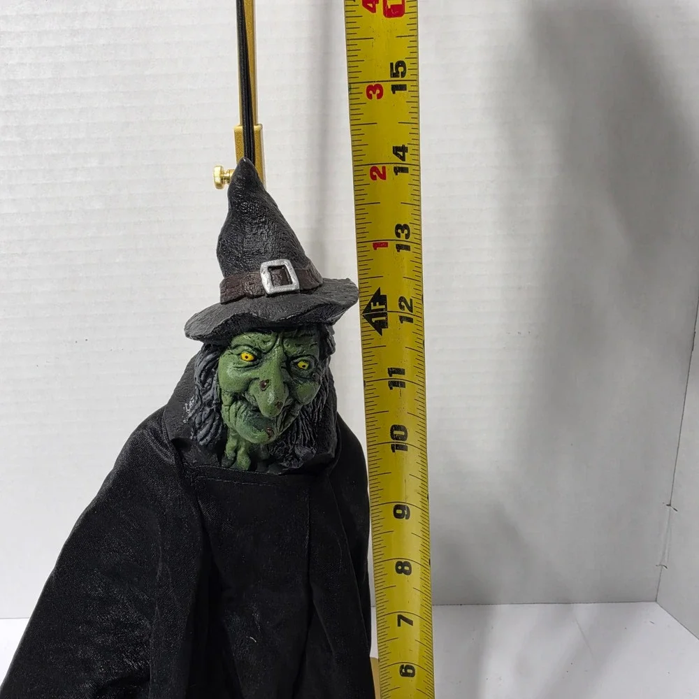 Hanging Green Wicked Witch Halloween Decoration Black Cloak 14 Inch Spooky Decor